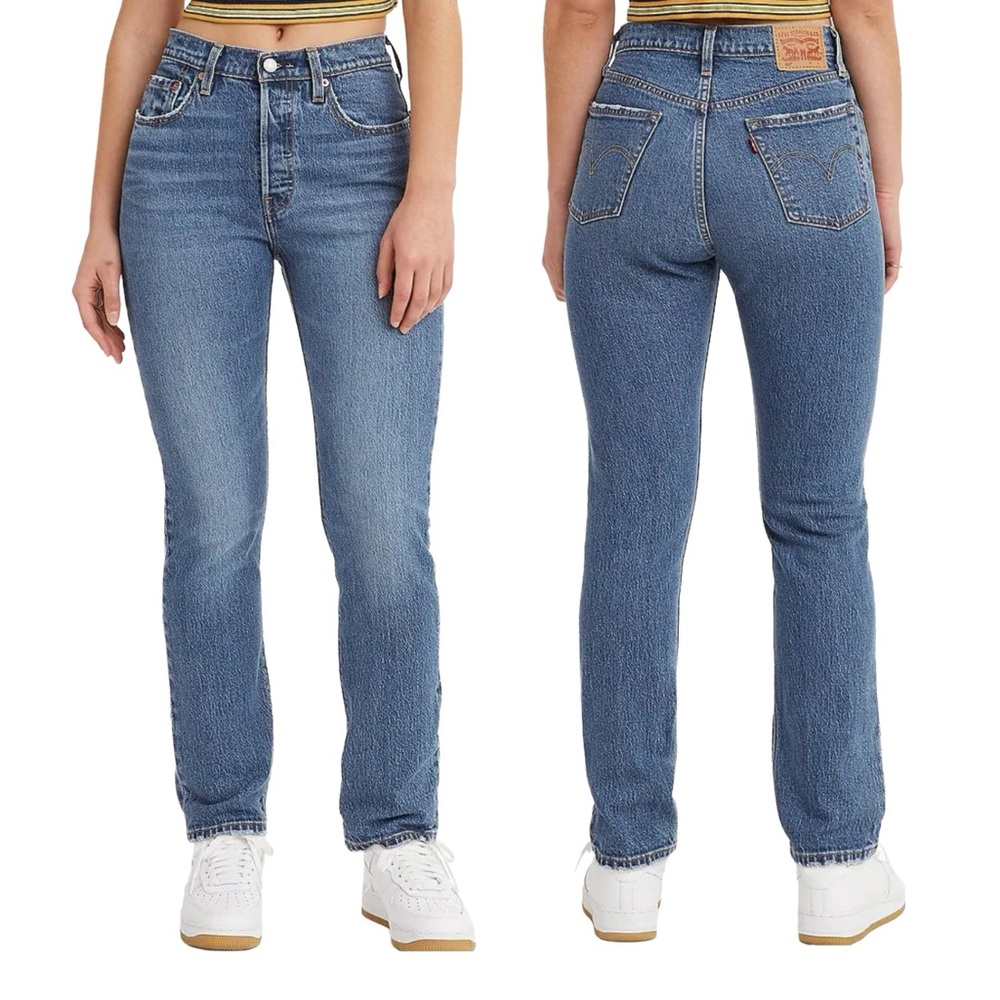 LEVIS 501 Original Straight Leg Jeans Womens 26x32 High Rise Stretch Button Fly